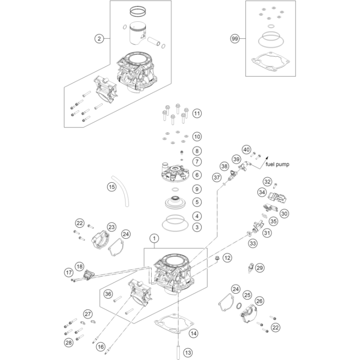 CYLINDRE, CULASSE HUSQVARNA 300 TE PRO 2026